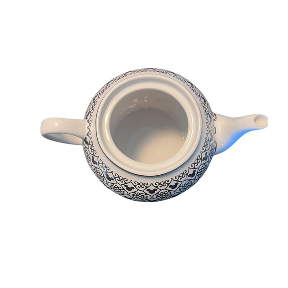 Disney Mickey Mouse Ceramic Teapot Black & White Pattern EUC - Picture 3 of 8